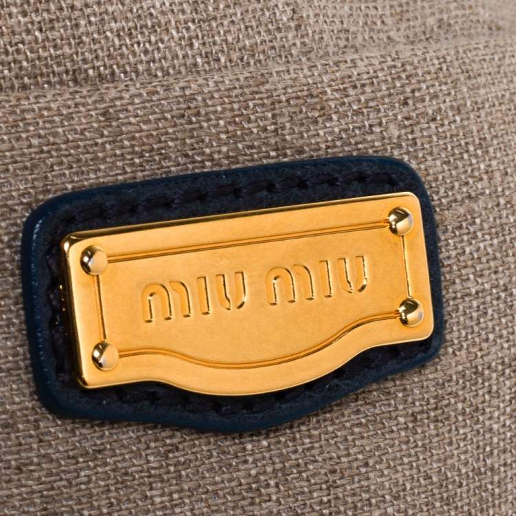 Pre Owned Miu Miu Dark Grey Leather Shopper Tote