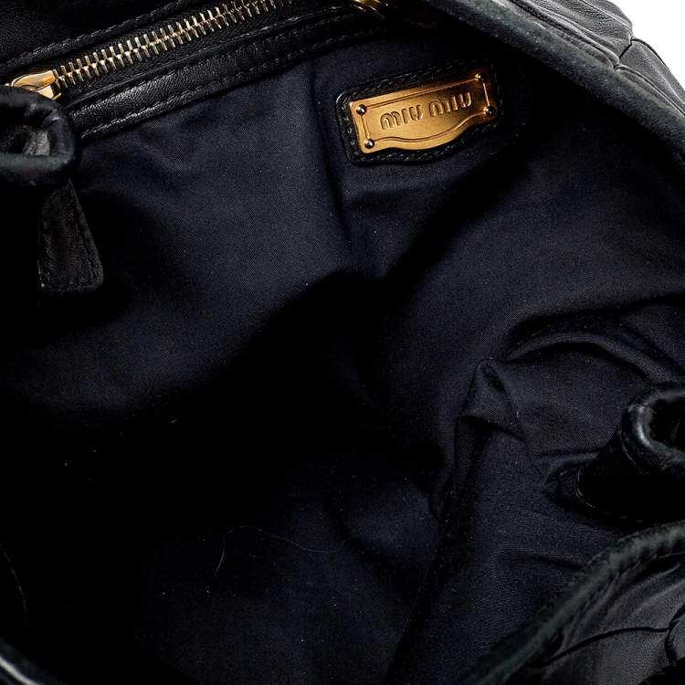 Pre Owned Miu Miu Black Quilted Leather Hobo