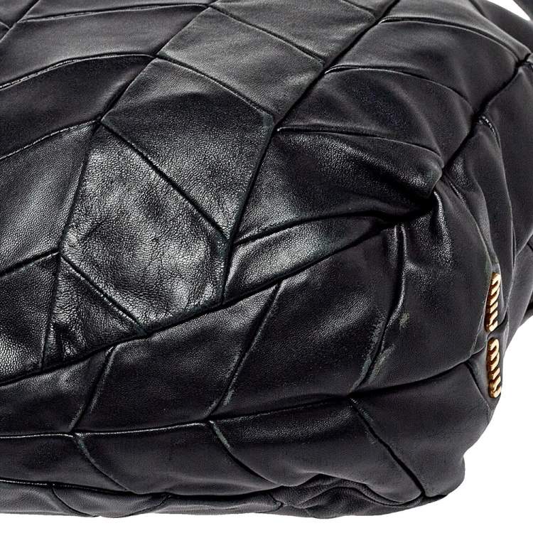 Pre Owned Miu Miu Black Quilted Leather Hobo