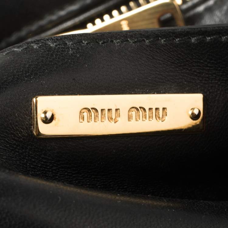 Pre Owned Miu Miu Black Quilted Leather Biker Top Handle Bag