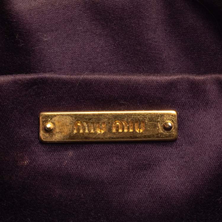 Pre Owned Miu Miu Blue Croc Embossed Patent Leather Frame Clutch