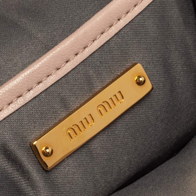 Pre Owned Miu Miu Blush Pink Leather Matelassé Clasp Clutch