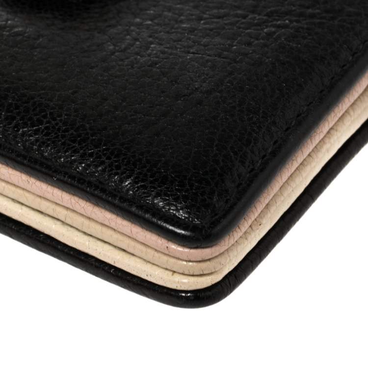 Pre Owned Miu Miu Black Leather Accordion Card Case