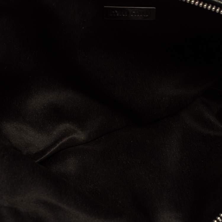 Pre Owned Miu Miu Black Matelassé Leather Clutch