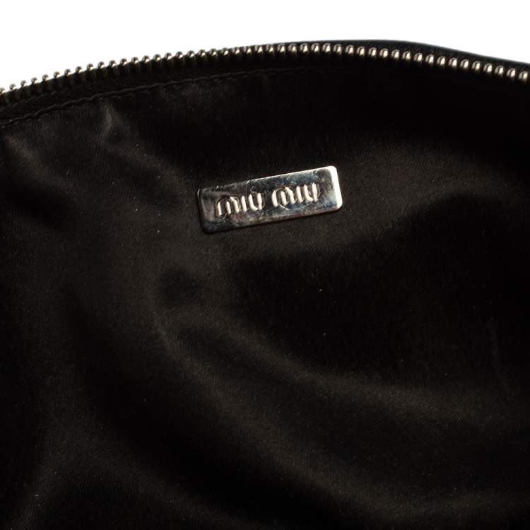 Pre Owned Miu Miu Black Matelassé Leather Clutch