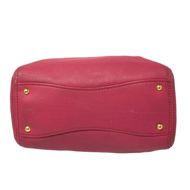 Pre Owned Miu Miu Pink Pebbled Leather Middle Zip Satchel