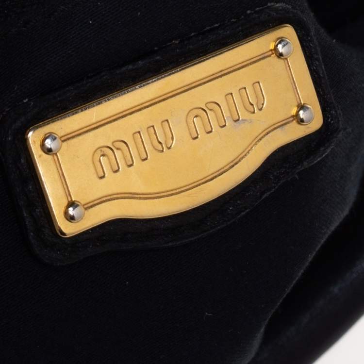 Pre Owned Miu Miu Black Matelassé Lux Leather Coffer Hobo