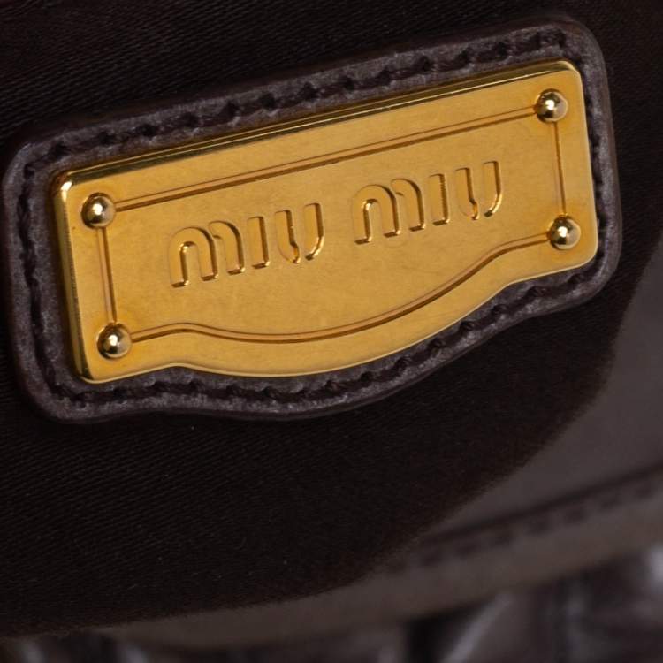 Pre Owned Miu Miu Dark Grey Matelassé Leather Coffer Hobo