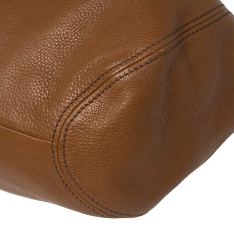 Pre Owned Miu Miu Brown Leather Drawstring Bucket Bag