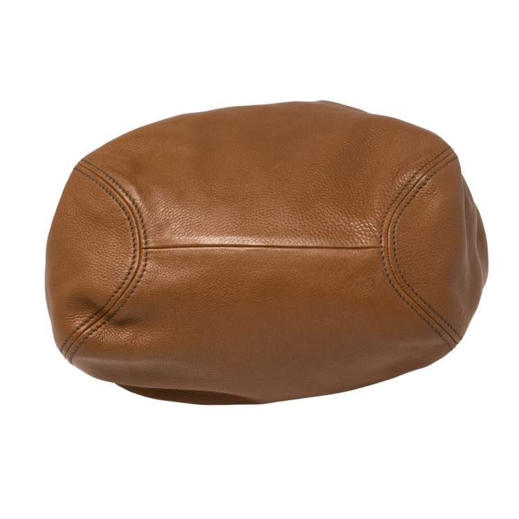 Pre Owned Miu Miu Brown Leather Drawstring Bucket Bag