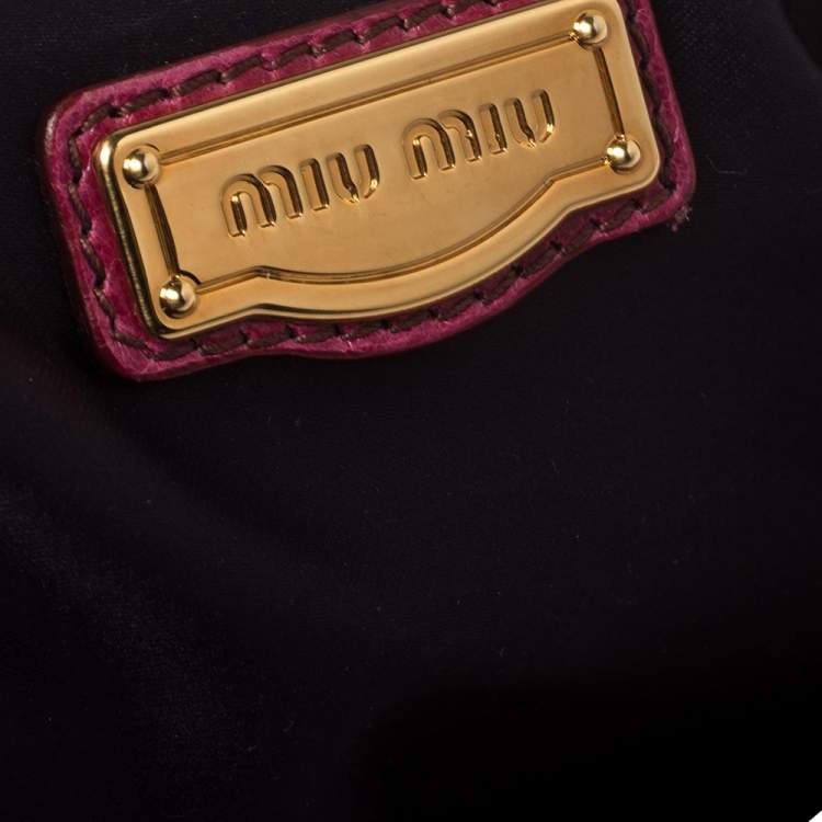 Pre Owned Miu Miu Magenta Leather Front Pocket Hobo