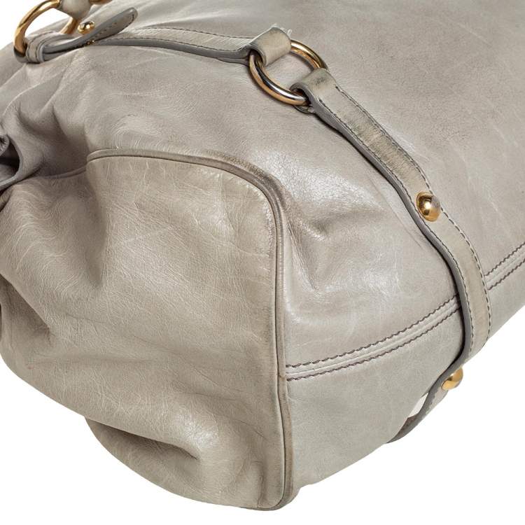 Pre Owned Miu Miu Avocado Vitello Lux Leather Bow Satchel