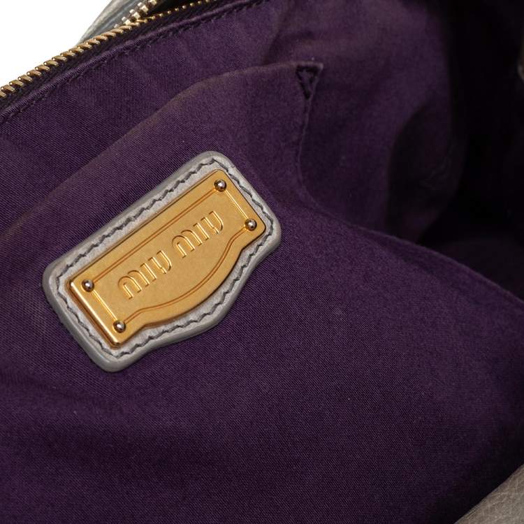 Pre Owned Miu Miu Avocado Vitello Lux Leather Bow Satchel