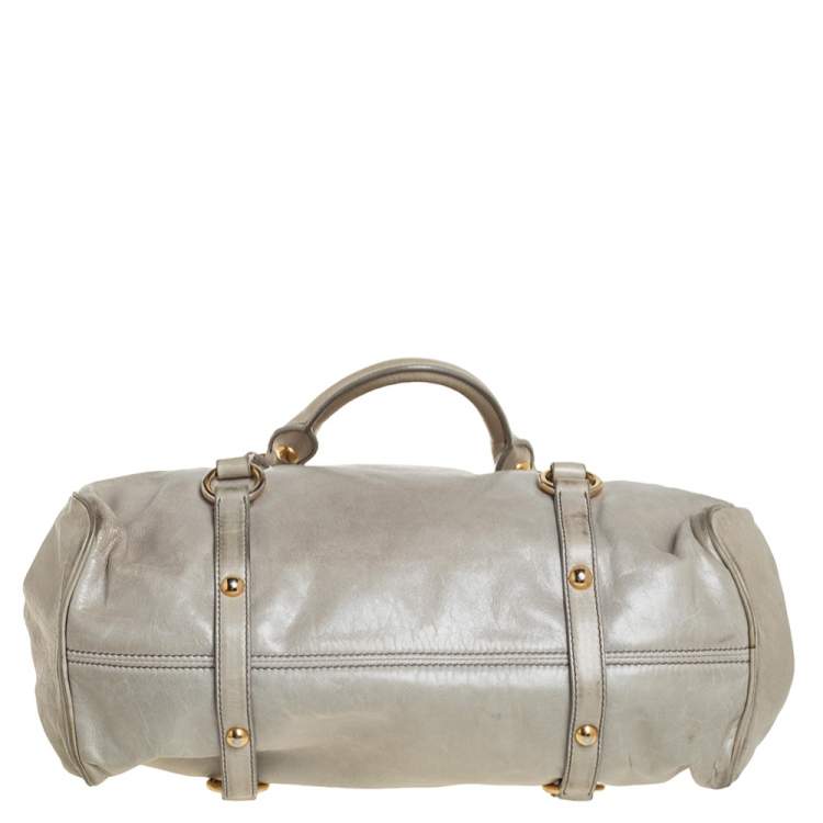 Pre Owned Miu Miu Avocado Vitello Lux Leather Bow Satchel