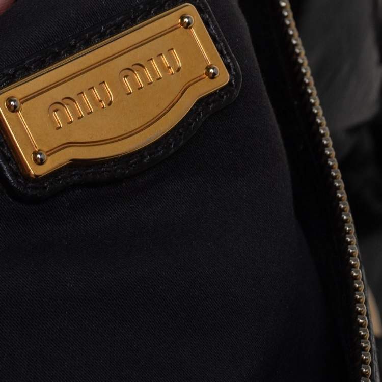 Pre Owned Miu Miu Black Vitello Lux Leather Bow Satchel