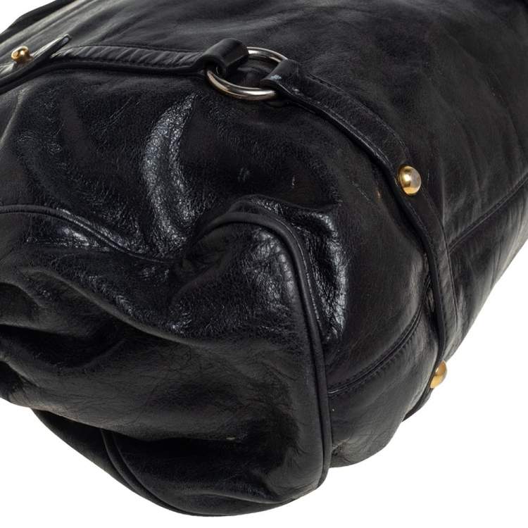 Pre Owned Miu Miu Black Vitello Lux Leather Bow Satchel