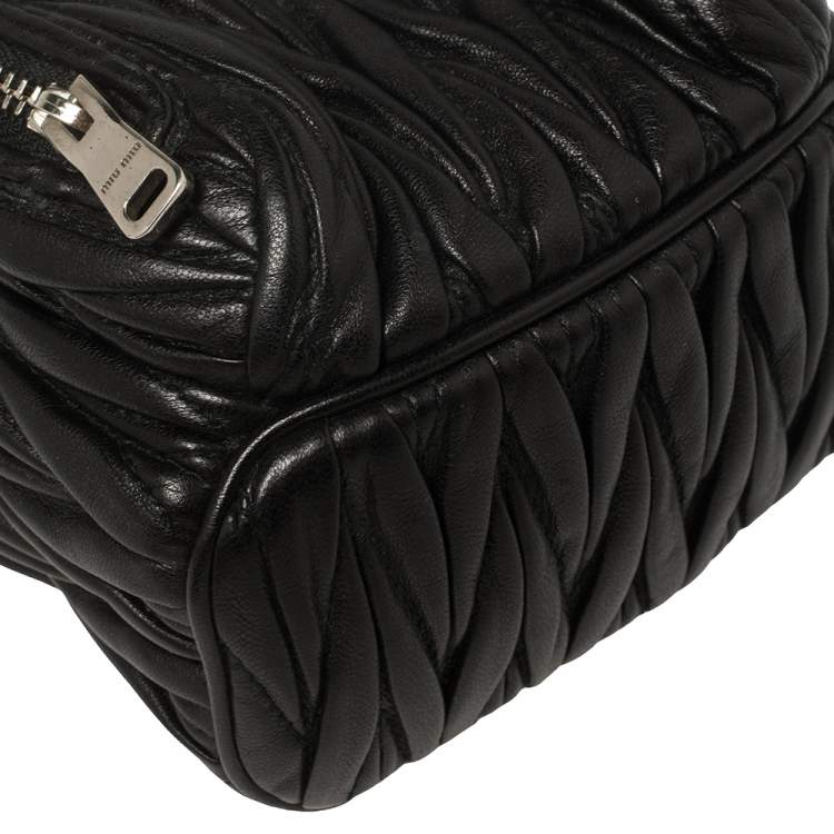 Pre Owned Miu Miu Black Matelassé Leather Mini Backpack