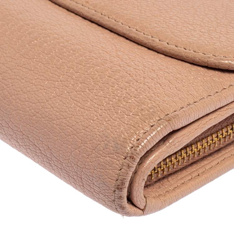 Pre Owned Miu Miu Pink Madras Leather Compact Wallet