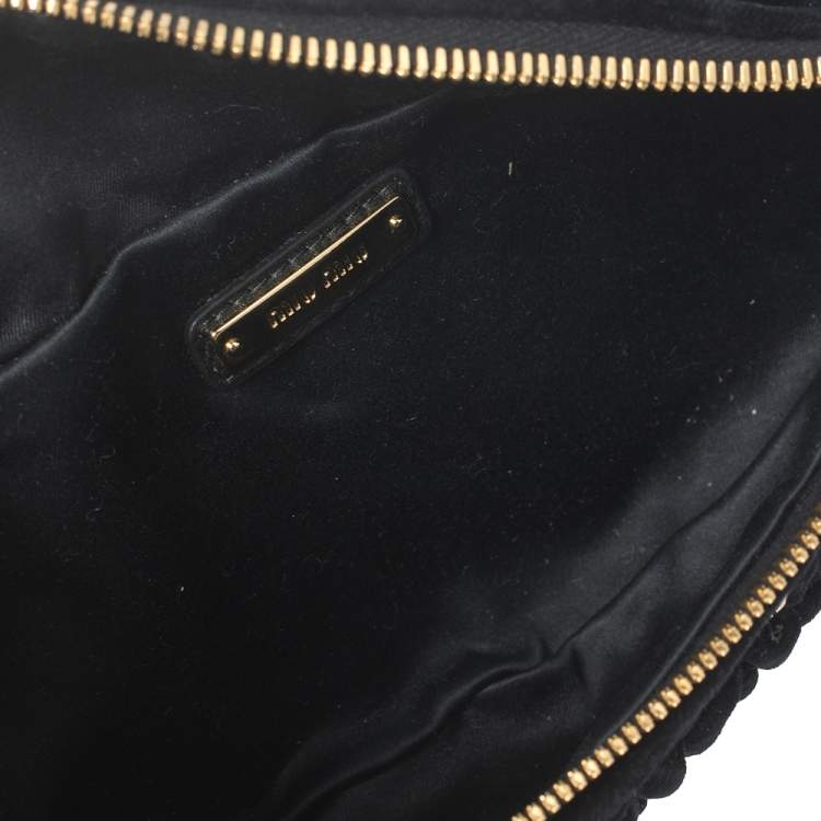 Pre Owned Miu Miu Black Matelassé Velvet Belt Bag
