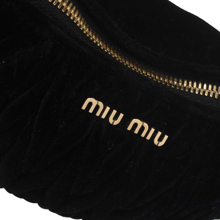 Pre Owned Miu Miu Black Matelassé Velvet Belt Bag