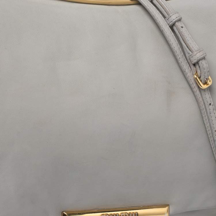 Pre Owned Miu Miu Grey Leather Frame Chain Shoulder Bag