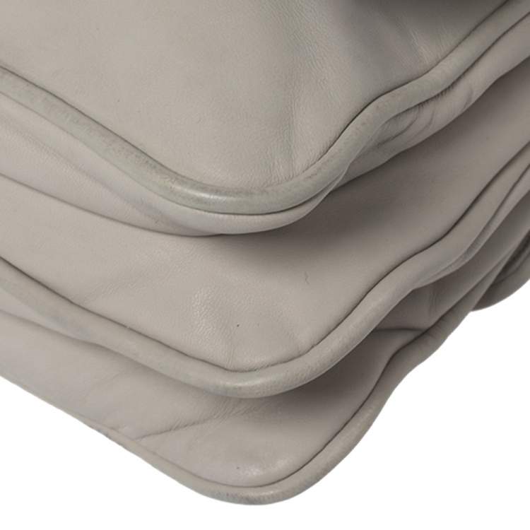 Pre Owned Miu Miu Grey Leather Frame Chain Shoulder Bag