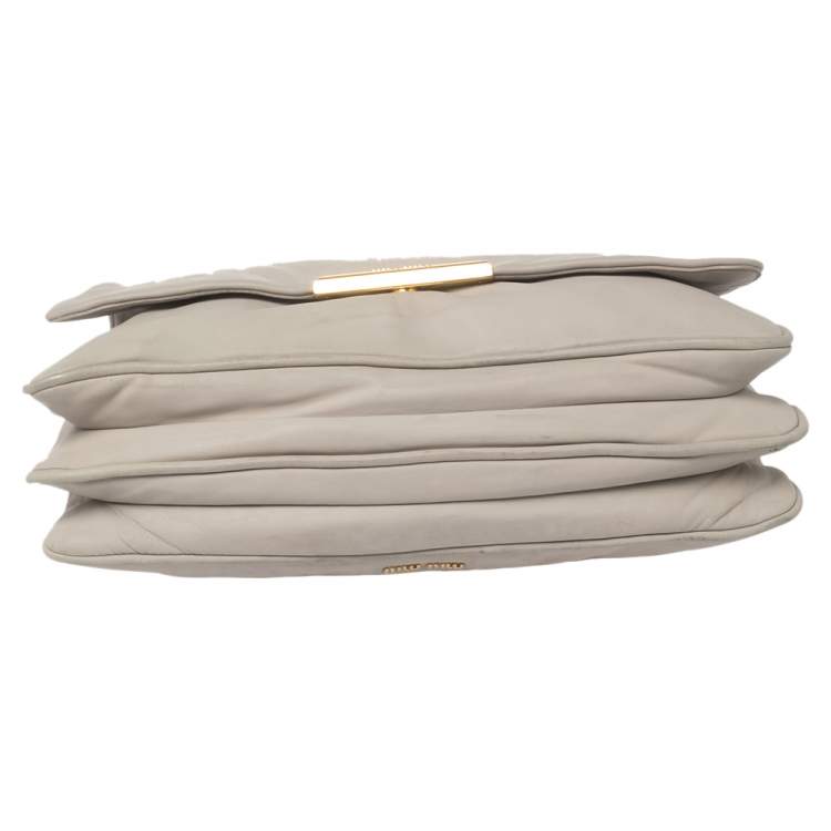 Pre Owned Miu Miu Grey Leather Frame Chain Shoulder Bag