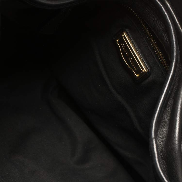 Pre Owned Miu Miu Black Matelassé Leather Coffer Hobo