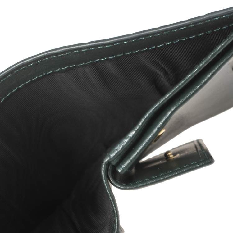 Pre Owned Miu Miu Green Croc Embossed Leather Bifold Wallet