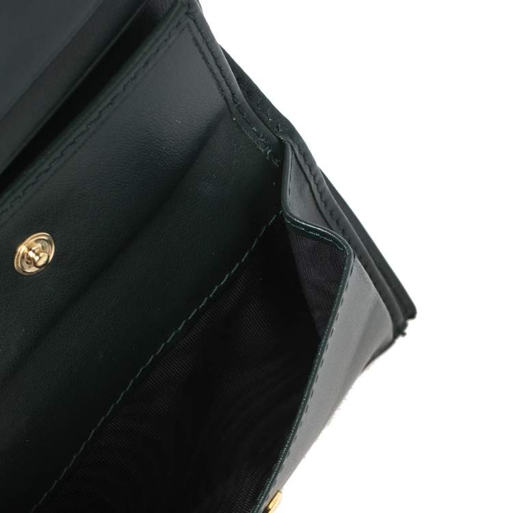 Pre Owned Miu Miu Green Croc Embossed Leather Bifold Wallet