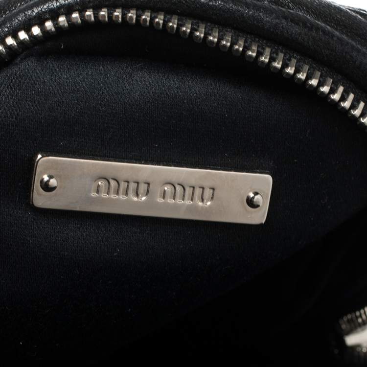Pre Owned Miu Miu Black Matelassé Leather Micro Backpack