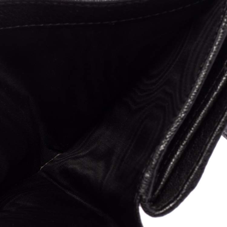 Pre Owned Miu Miu Black Leather Madras Compact Wallet