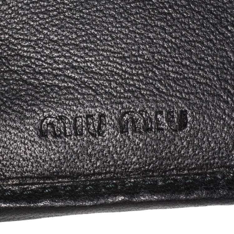 Pre Owned Miu Miu Black Matelasse Leather Flap Compact Wallet 