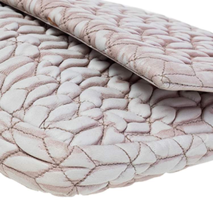 Pre Owned Miu Miu Beige Leather Crystal Embellished  Matelassé Shoulder Bag