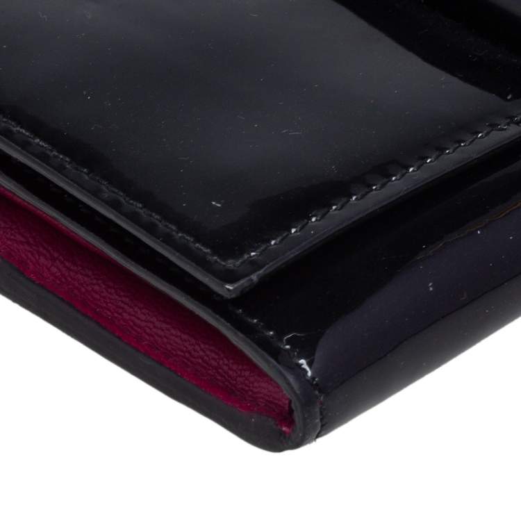 Pre Owned Miu Miu Black Patent Leather Bow Continental Wallet