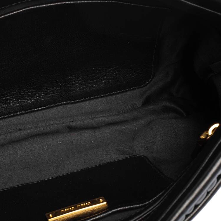 Pre Owned Miu Miu Black Matelassé Leather Frame Clutch Bag
