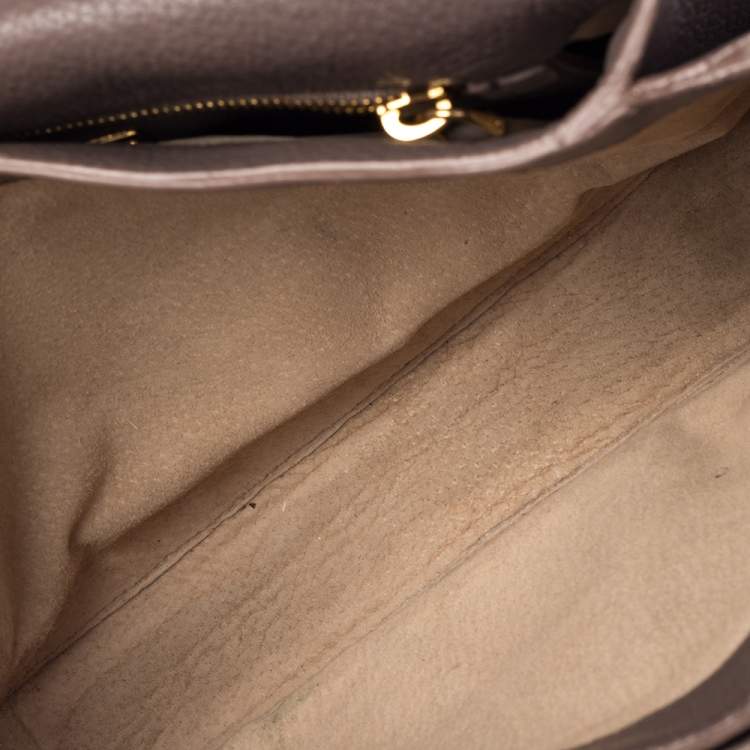 Pre Owned Miu Miu Grey Leather East West Pattina Cervo Messenger Bag