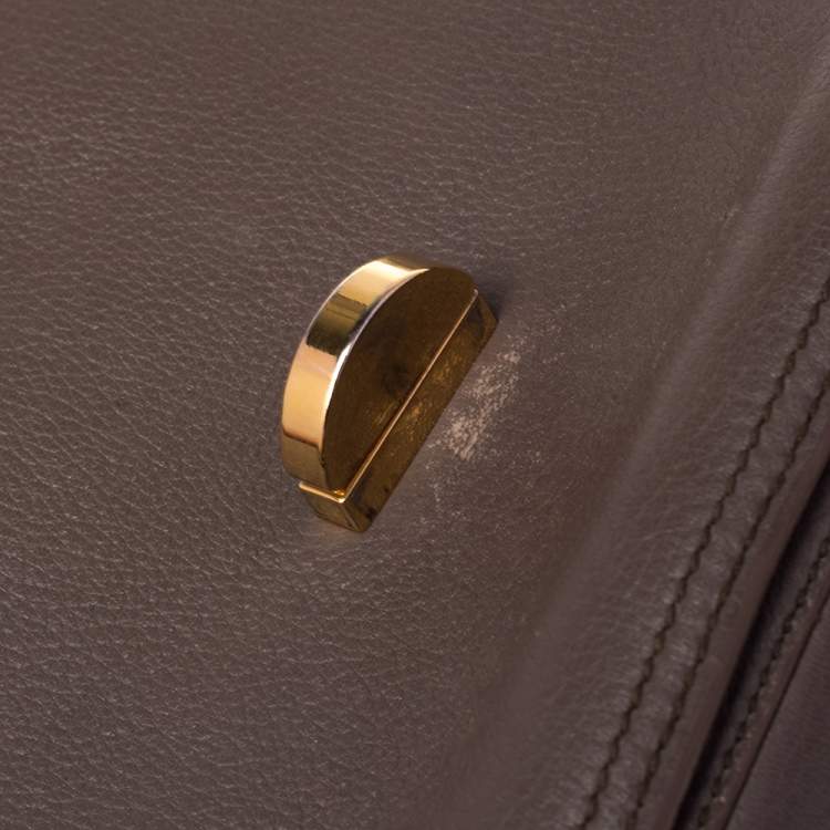 Pre Owned Miu Miu Grey Leather East West Pattina Cervo Messenger Bag