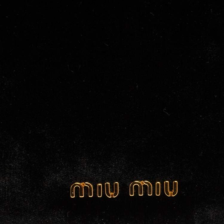 Pre Owned Miu Miu Black Velvet Frame Clutch Top Handle Bag