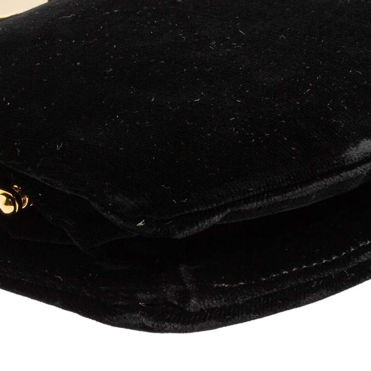 Pre Owned Miu Miu Black Velvet Frame Clutch Top Handle Bag