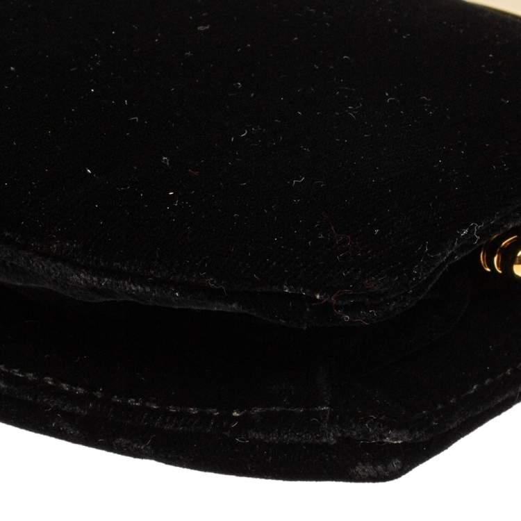Pre Owned Miu Miu Black Velvet Frame Clutch Top Handle Bag