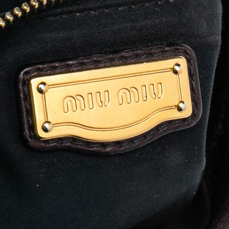 Pre Owned Miu Miu Burgundy Matelassé Leather Coffer Hobo