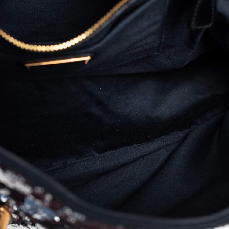 Pre Owned Miu Miu Multicolor Paillette Sequins Turnlock Top Handle Bag