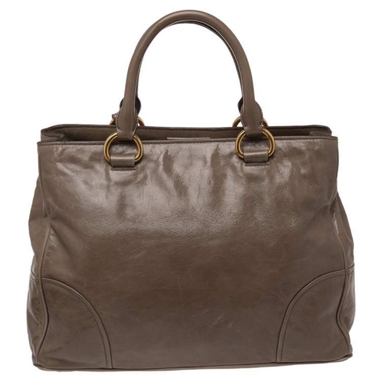 Pre Owned Miu Miu Beige Vitello Shine Leather Tote