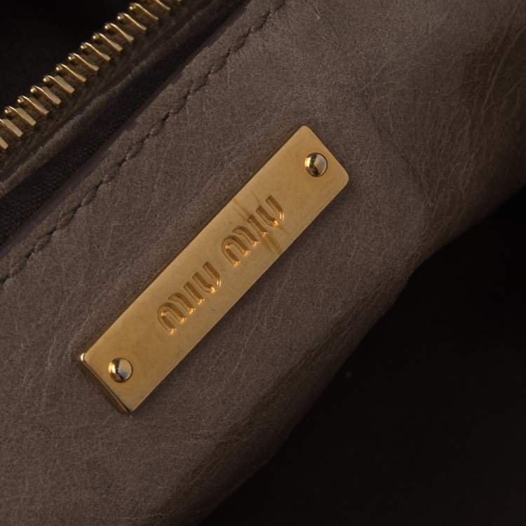 Pre Owned Miu Miu Beige Vitello Shine Leather Tote