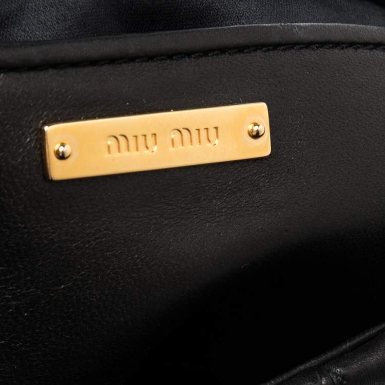 Pre Owned Miu Miu Black Matelassé Leather Fold Over Clutch