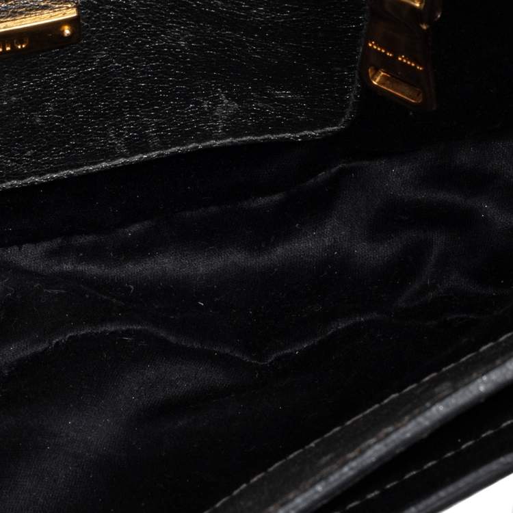 Pre Owned Miu Miu Grey/Silver Madras Leather Push Lock Shoulder Bag