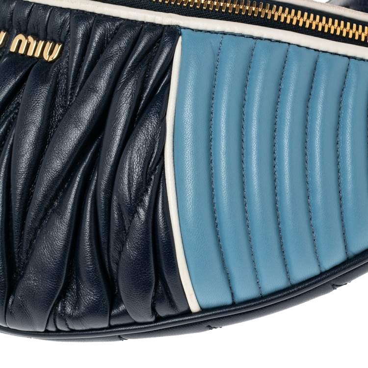 Pre Owned Miu Miu Tri Color Matelassé Leather Rider Belt Bag