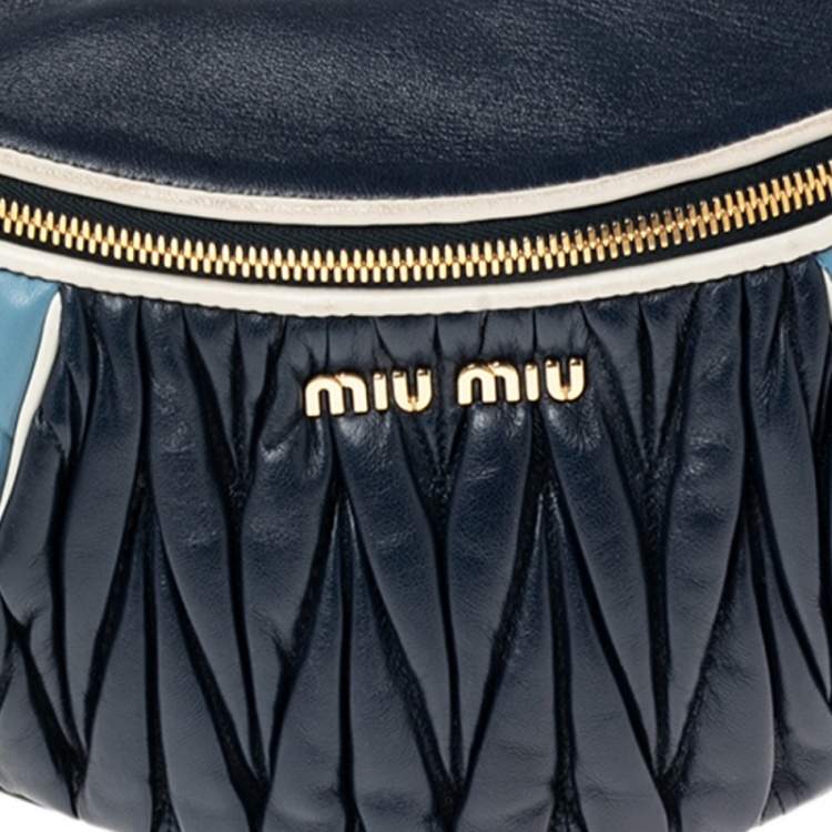 Pre Owned Miu Miu Tri Color Matelassé Leather Rider Belt Bag