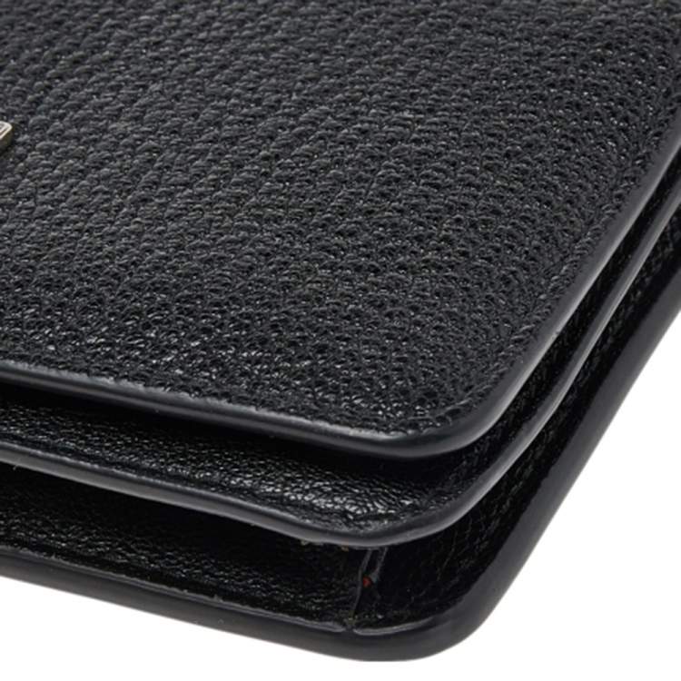 Pre Owned Miu Miu Black Leather Wristlet Wallet on Chain